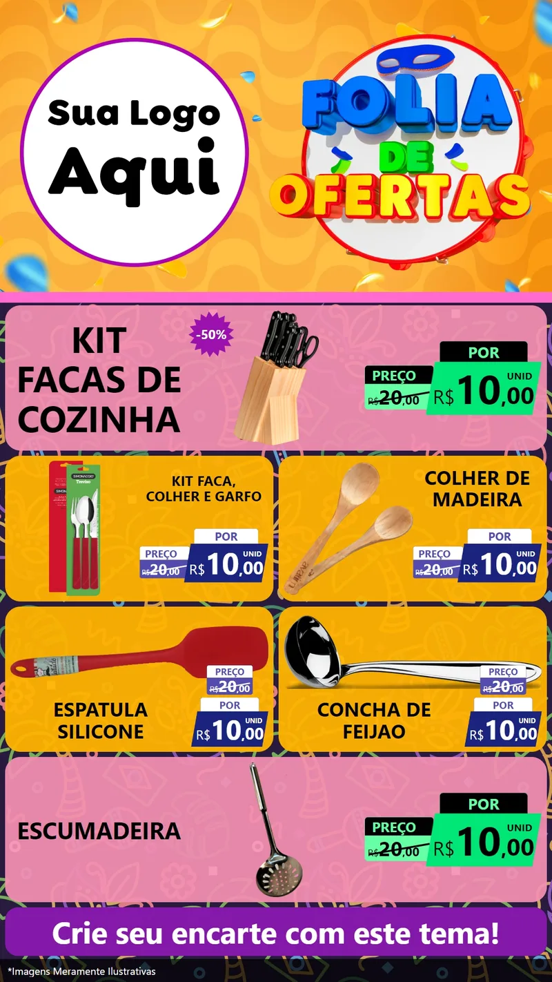 Modelo de TV para TV Vertical com o tema Folia de Ofertas para Utilidades Domésticas