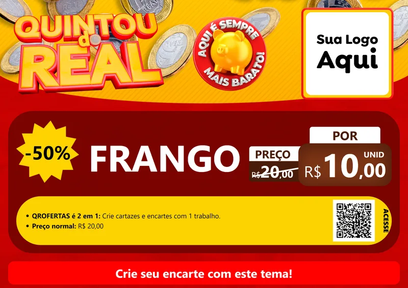 Modelo de Cartaz para Cartaz A4 Horizontal com o tema Quintou do Real para Assados
