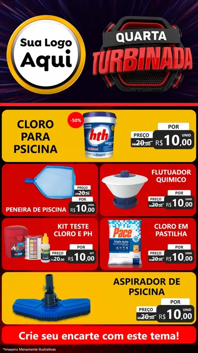 Modelo de TV para TV Vertical com o tema Quarta Turbinada para Produtos para Piscina