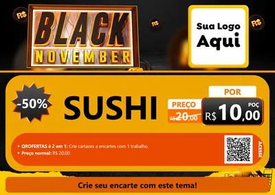 Modelo de Cartaz para Cartaz A4 Horizontal com o tema Black November para Comida japonesa