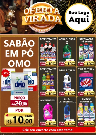 Modelo de Encarte para Encarte A4 Vertical com o tema Oferta da Virada para Produtos de Limpeza