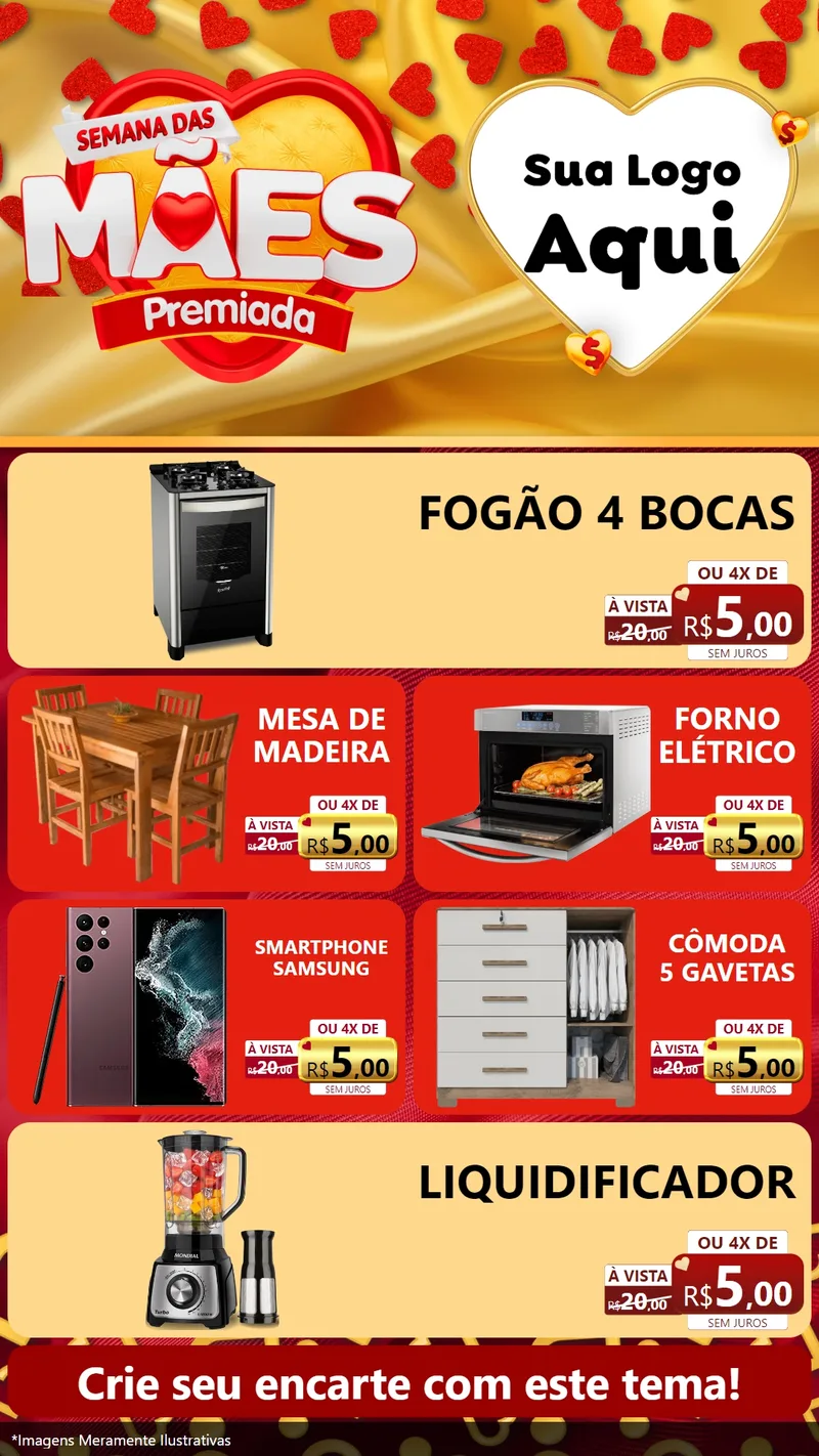 Modelo de TV para TV Vertical com o tema Semana das Mães Premiada para Móveis e Eletro
