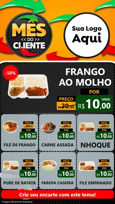 Modelo de Rede Social para Stories com o tema Mês do Cliente para Restaurante