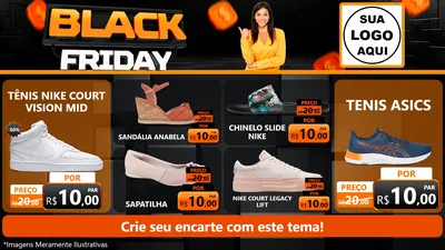 Modelo de TV para TV Horizontal com o tema Black Friday para Calçados
