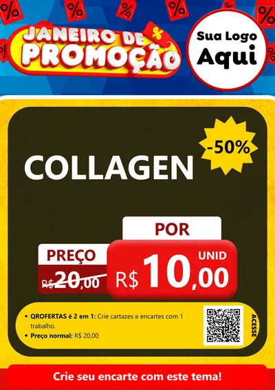 Modelo de Cartaz para Cartaz A4 Vertical com o tema Janeiro de Promoção para Suplementos alimentares