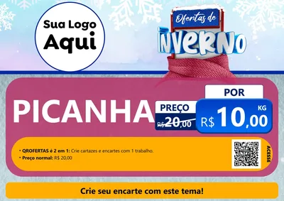 Modelo de Cartaz para Cartaz A4 Horizontal com o tema Ofertas de Inverno para Açougue