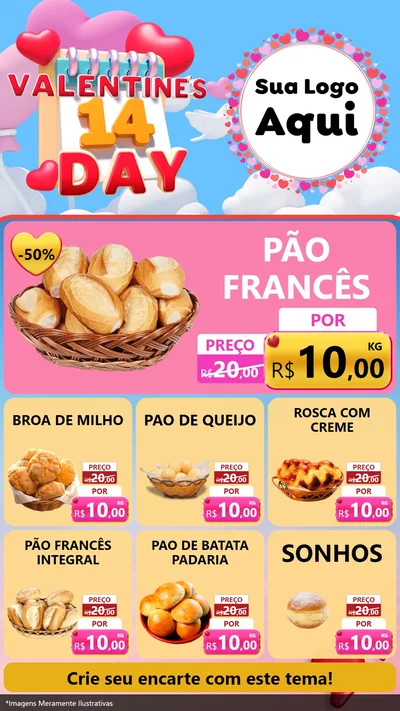 Modelo de Rede Social para Stories com o tema Valentine's Day para Padaria