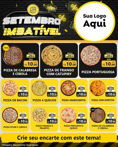Modelo de Rede Social para Feed Instagram com o tema Setembro Imbatível para Pizzaria