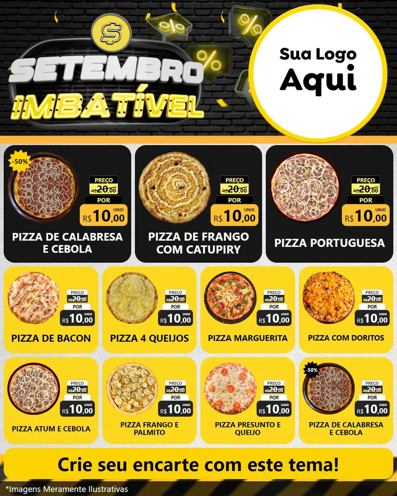 Modelo de Rede Social para Feed Instagram com o tema Setembro Imbatível para Pizzaria