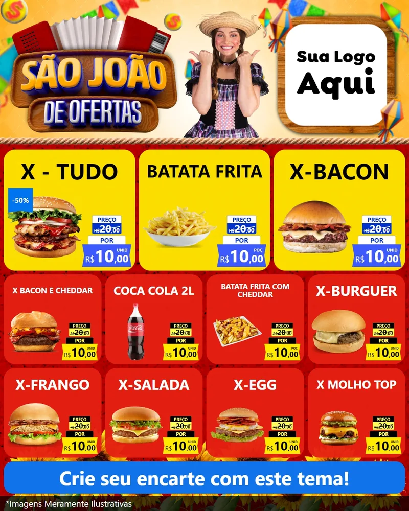 Modelo de Rede Social para Feed Instagram com o tema São João de Ofertas para Hamburgueria