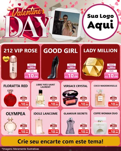 Modelo de Rede Social para Feed Instagram com o tema Valentine's Day para Perfumes