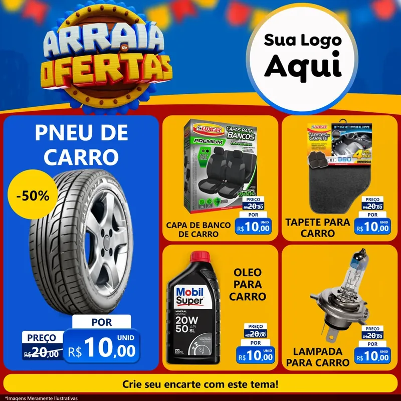 Modelo de Rede Social para Feed Facebook com o tema Arraiá de Ofertas - Junina para Auto peças