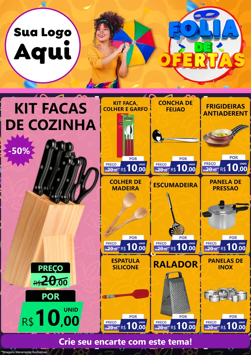 Modelo de Encarte para Encarte A4 Vertical com o tema Folia de Ofertas para Utilidades Domésticas