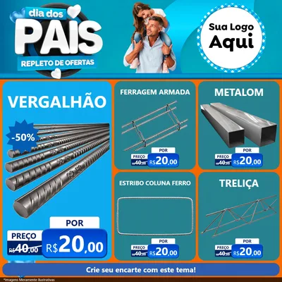 Modelo de Rede Social para Feed Facebook com o tema Dia Dos Pais Repleto de Ofertas para Ferragens