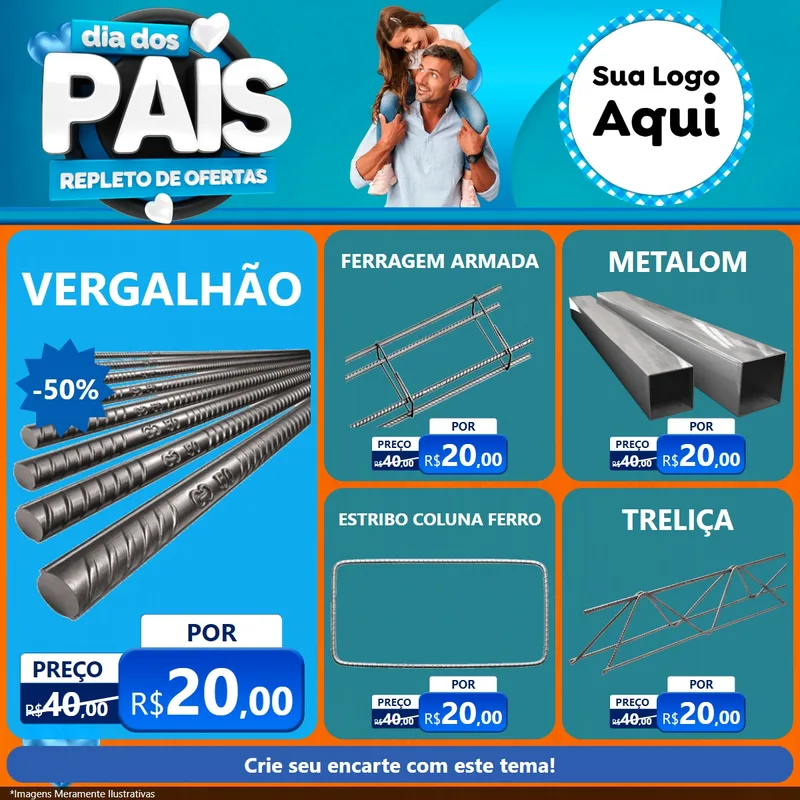 Modelo de Rede Social para Feed Facebook com o tema Dia Dos Pais Repleto de Ofertas para Ferragens