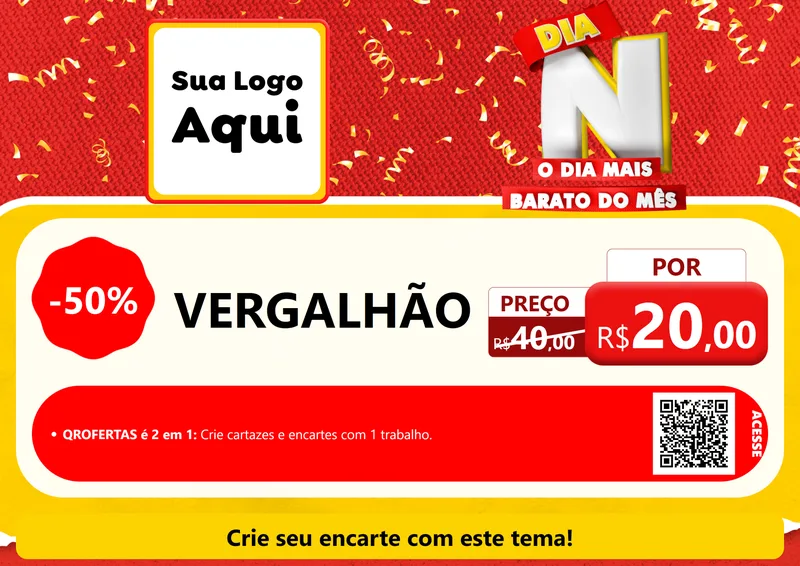 Modelo de Cartaz para Cartaz A4 Horizontal com o tema Dia N o Dia Mais Barato do Mês para Ferragens