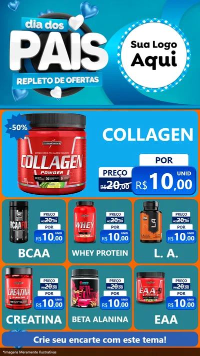 Modelo de Rede Social para Stories com o tema Dia Dos Pais Repleto de Ofertas para Suplementos alimentares