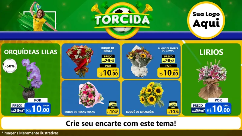 Modelo de TV para TV Horizontal com o tema Torcida para Floricultura e jardim
