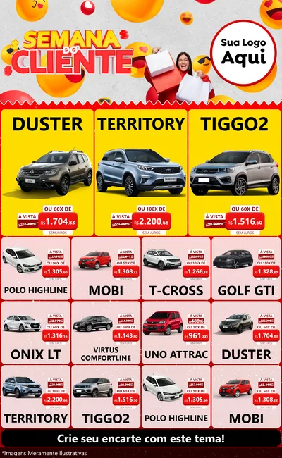 Modelo de Encarte para Encarte Grande com o tema Semana do Cliente para Concessionaria de Carros