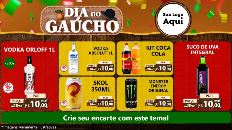 Modelo de TV para TV Horizontal com o tema Dia do Gaúcho para Distribuidora de bebidas
