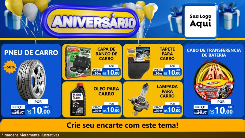 Modelo de TV para TV Horizontal com o tema Aniversário para Auto peças