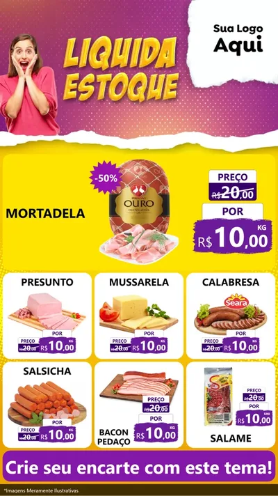 Modelo de Rede Social para Stories com o tema Liquida estoque para Frios e Laticínios