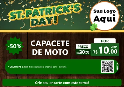 Modelo de Cartaz para Cartaz A4 Horizontal com o tema St Patriks Day para Moto peças
