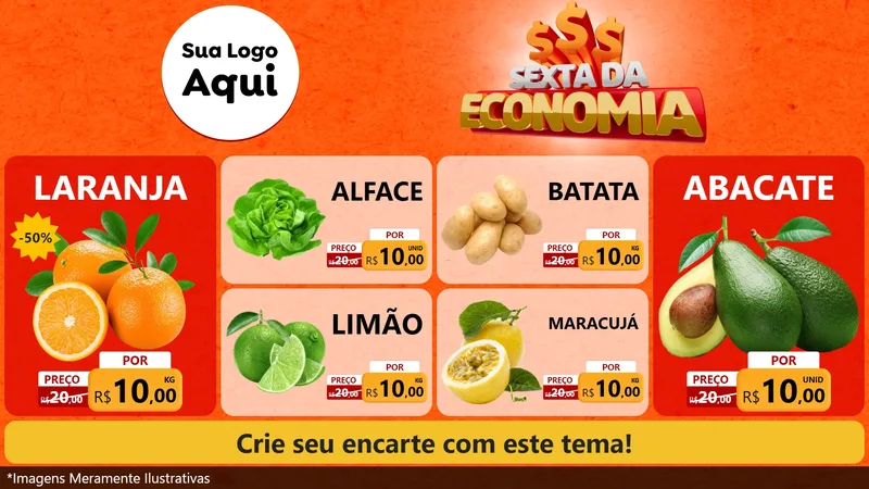 Modelo de TV para TV Horizontal com o tema Sexta da Economia para Hortifrúti