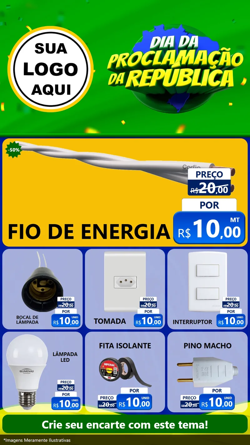 Modelo de Rede Social para Stories com o tema Dia Da Proclamação Da República para Materiais Elétricos