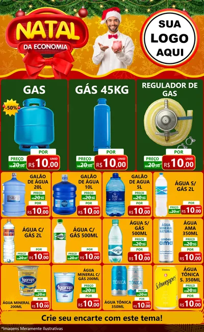 Modelo de Encarte para Encarte Grande com o tema Natal da Economia para Água e gás