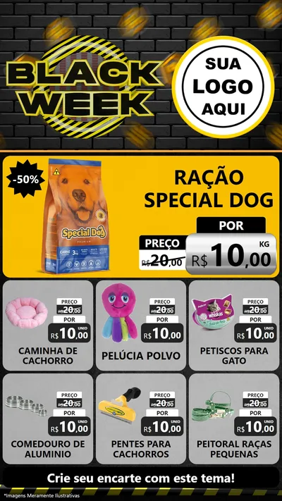 Modelo de Rede Social para Stories com o tema Black Week para Pet Shop