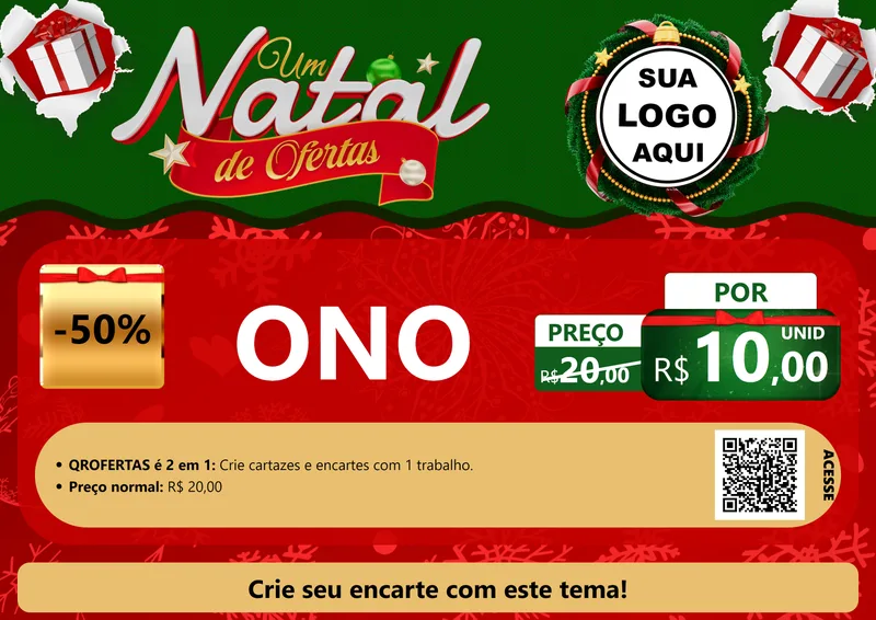 Modelo de Cartaz para Cartaz A4 Horizontal com o tema Um Natal de Ofertas para Óticas
