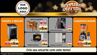 Modelo de TV para TV Horizontal com o tema Réveillon de Ofertas para Móveis e Eletro