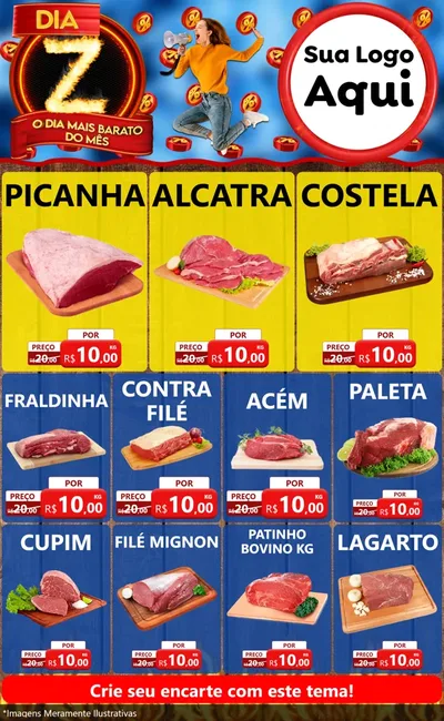 Modelo de Encarte para Encarte Grande com o tema Dia Z - O Dia Mais Barato Do Mês para Açougue