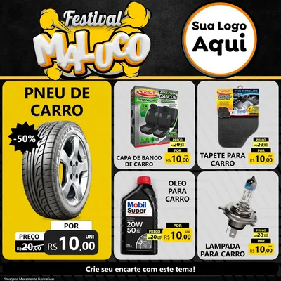 Modelo de Rede Social para Feed Facebook com o tema Festival Maluco para Auto peças