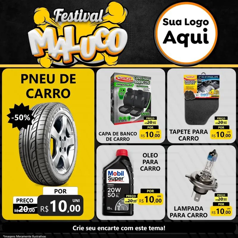 Modelo de Rede Social para Feed Facebook com o tema Festival Maluco para Auto peças