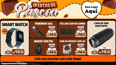 Modelo de TV para TV Horizontal com o tema Ofertas de Páscoa para Informática