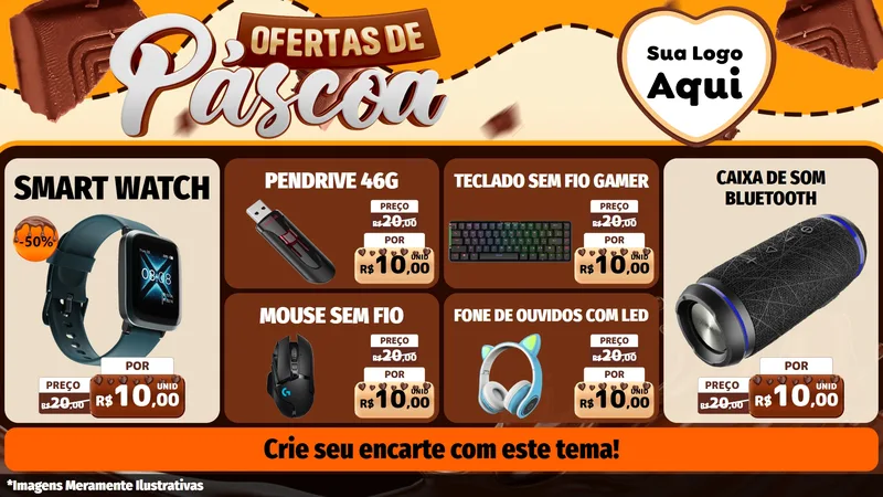 Modelo de TV para TV Horizontal com o tema Ofertas de Páscoa para Informática