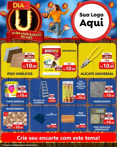 Modelo de Rede Social para Feed Instagram com o tema Dia U - O Dia Mais Barato Do Mês para Material para Construção