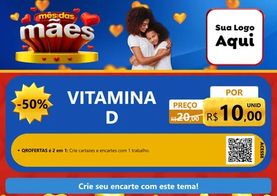 Modelo de Cartaz para Cartaz A4 Horizontal com o tema Mês das Mães para Farmácia