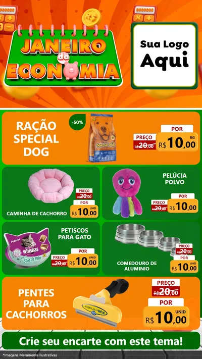 Modelo de TV para TV Vertical com o tema Janeiro da Economia para Pet Shop