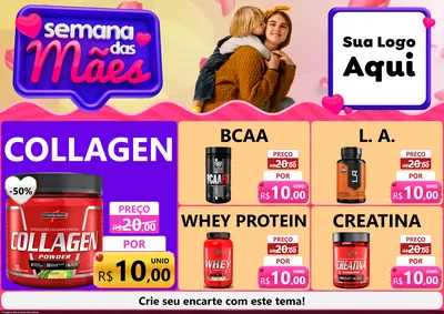 Modelo de Encarte para Encarte A4 Horizontal com o tema Semana das Mães para Suplementos alimentares