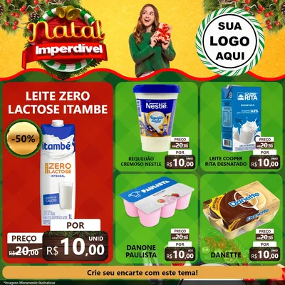 Modelo de Rede Social para Feed Facebook com o tema Natal Imperdível para Frios e Laticínios