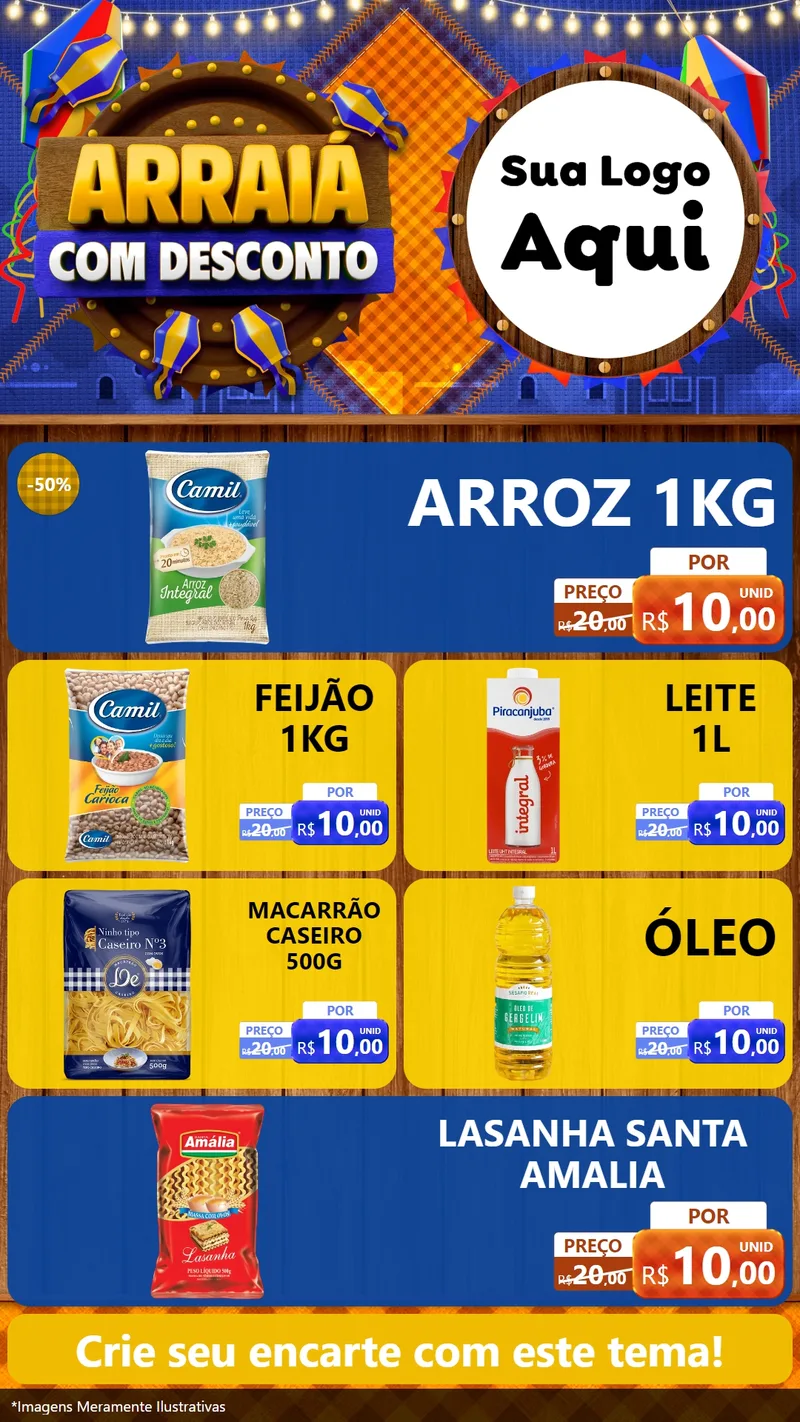 Modelo de TV para TV Vertical com o tema Arraiá Com Desconto para Supermercado