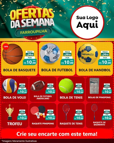Modelo de Rede Social para Feed Instagram com o tema Ofertas da Semana Farroupilha para Artigos Esportivos