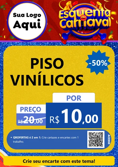 Modelo de Cartaz para Cartaz A4 Vertical com o tema Esquenta de Carnaval para Material para Construção