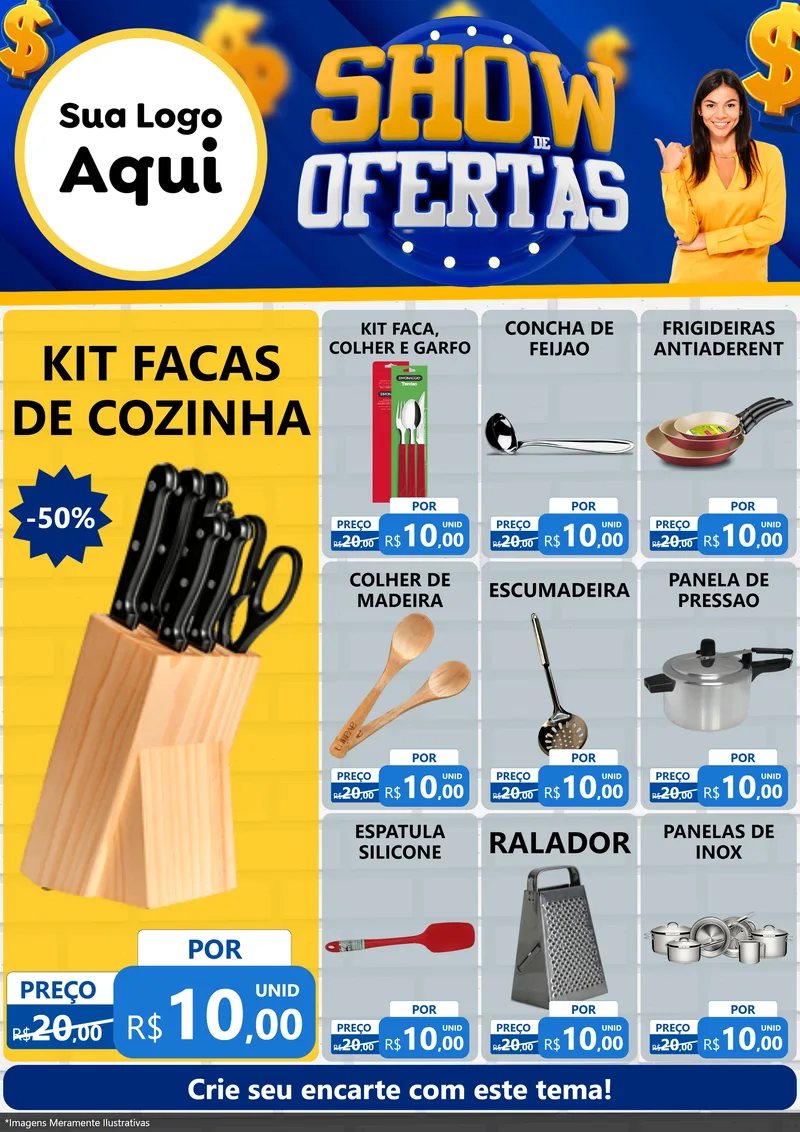 Modelo de Encarte para Encarte A4 Vertical com o tema Show de Ofertas para Utilidades Domésticas