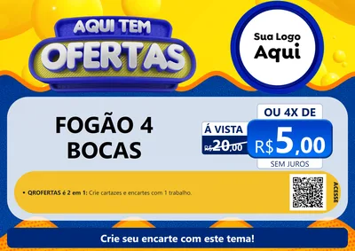 Modelo de Cartaz para Cartaz A4 Horizontal com o tema Aqui Tem Ofertas para Móveis e Eletro