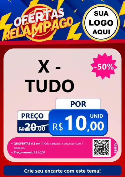 Modelo de Cartaz para Cartaz A4 Vertical com o tema Ofertas Relâmpago para Hamburgueria