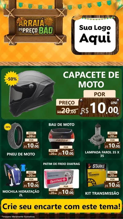 Modelo de Rede Social para Stories com o tema Arraiá do preço bão para Moto peças